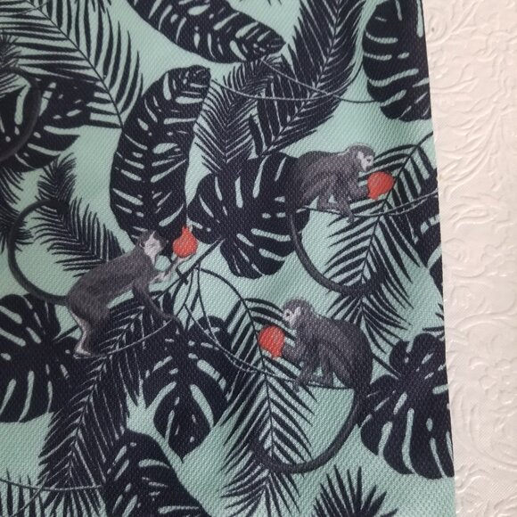 Apt 9 Mens M Short Sleeve Hawaiian Premiere Flex Polo Teal Blue Black Monkey - Picture 7 of 12